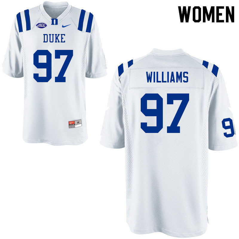 Women #97 Wesley Williams Duke Blue Devils College Football Jerseys Sale-White - Click Image to Close